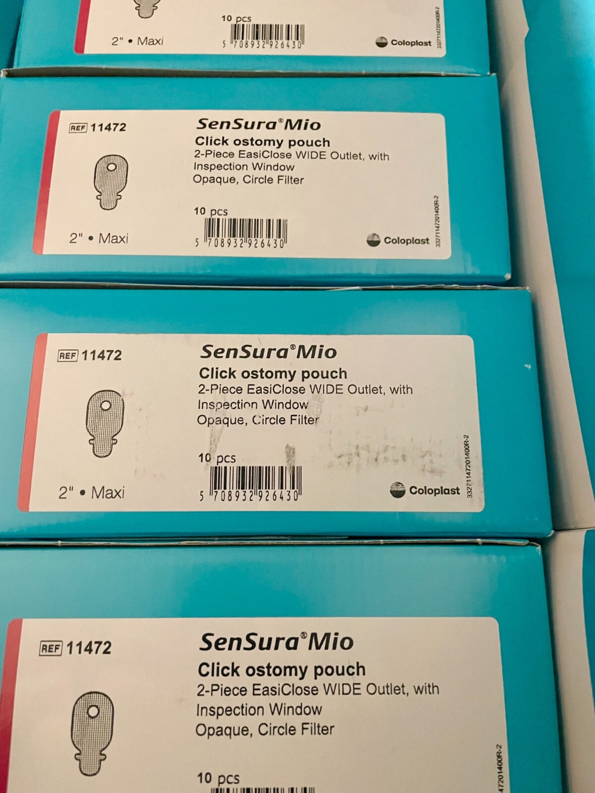 SenSura Mio Click Ostomy Pouch, 2-Piece EasiClose Wide Outlet - 10ct 11472 NEW