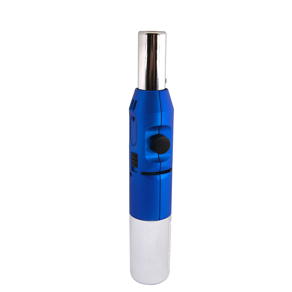 Pen Jet Butane Torch Lighter Safety Lock & Adjustable Flame Refillable Blue