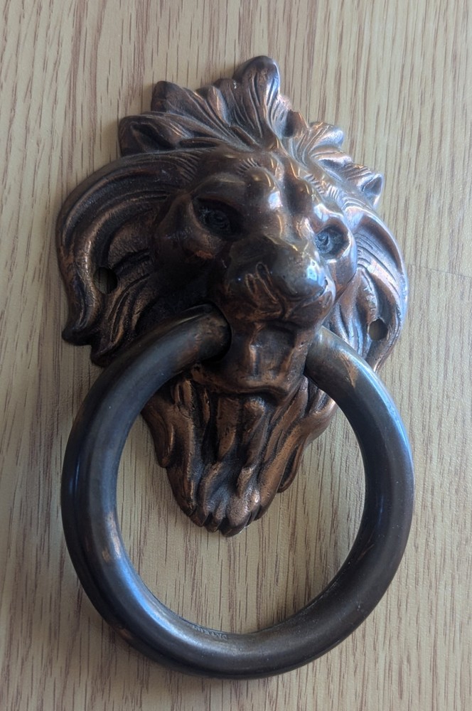 Brass Lion Drawer Pull Ring Door Knocker Vintage