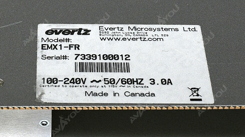 Evertz EMX1-FR Processing Frame up to 2 single slot modules 1RU