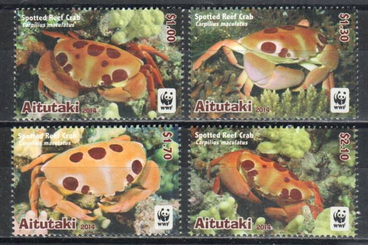 Aitutaki Stamp 623-626  - Spotted Reef Crab-WWF