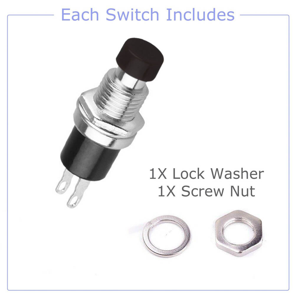 12Pcs Mini Push Button Pre-Wired Momentary N/O OFF-ON Switch Plug 12V 5AMP SPST