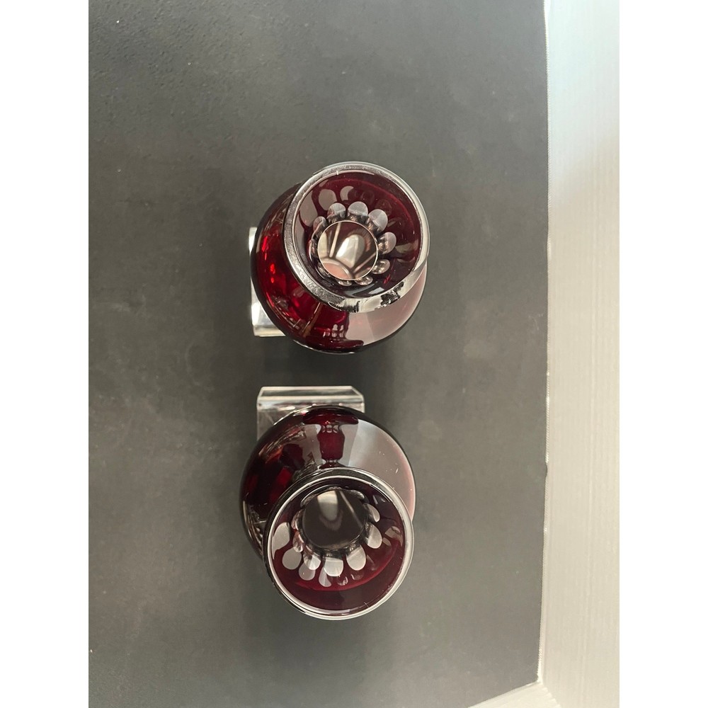 2 Dark Red Ruby BOHEMIAN CZECH VASES