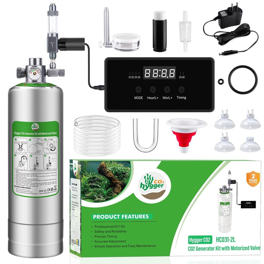 2L/5L Aquarium CO2 Generator System with Timer Motor Valve & Quick-Release Kit