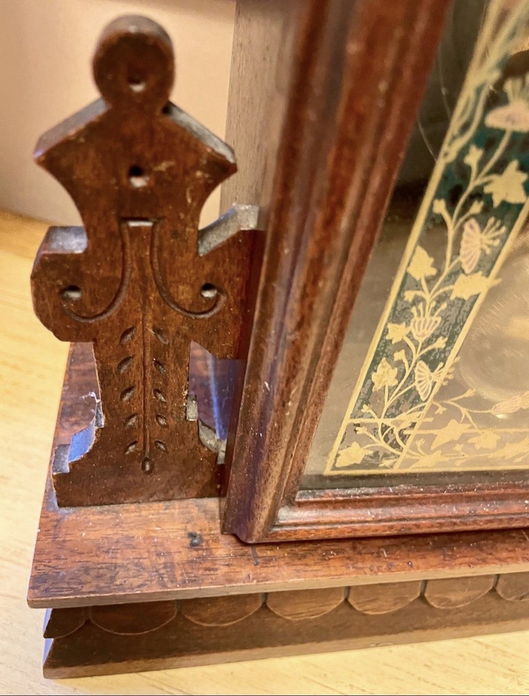 ANTIQUE " PAT'DMCH 1st 1881NEW HAVENBRASSPENDULUMGINGERBREADCLOCK