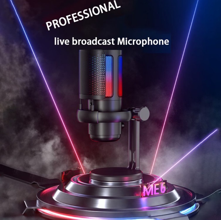 RGB USB Microphone PC Gaming Mic Mute Button Type C Plug And Play - Pink