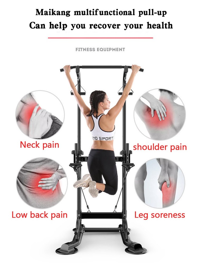 Pull-Up Bars &Squat Bar Power Tower Dip Stands Strength Training for Home Gym