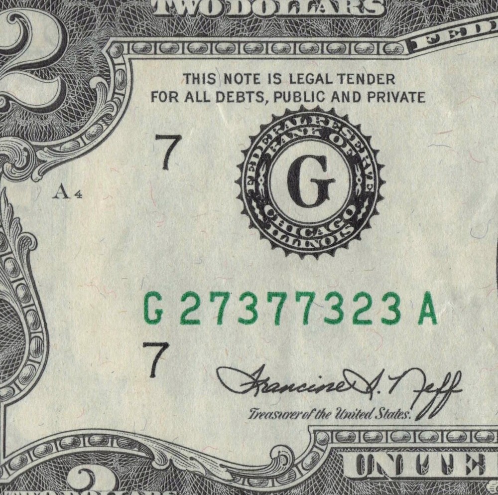 High Treasury Seal Error 1976 Third Print Shift Error Two$ Bill Trinary Alterna