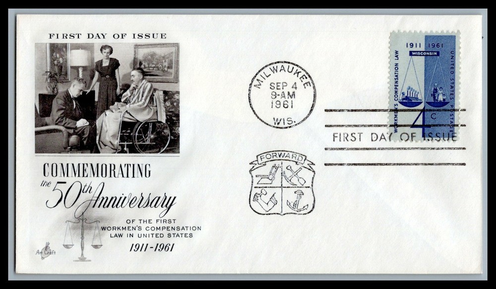 US FDC # 1186 4c Workman's Compensation  ArtCraft  1961, 9d238