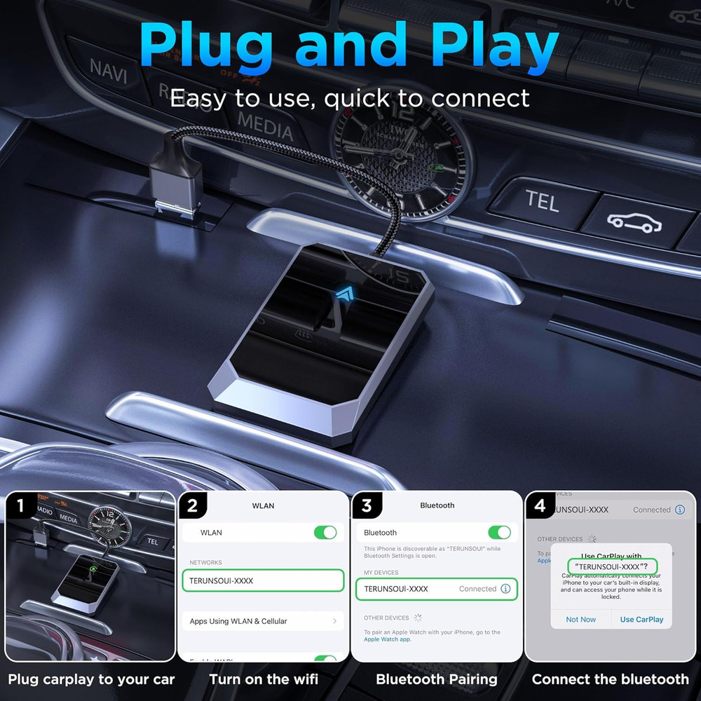 Android Auto Wireless Adapter for Factory Wired Android Auto-Instant Connection