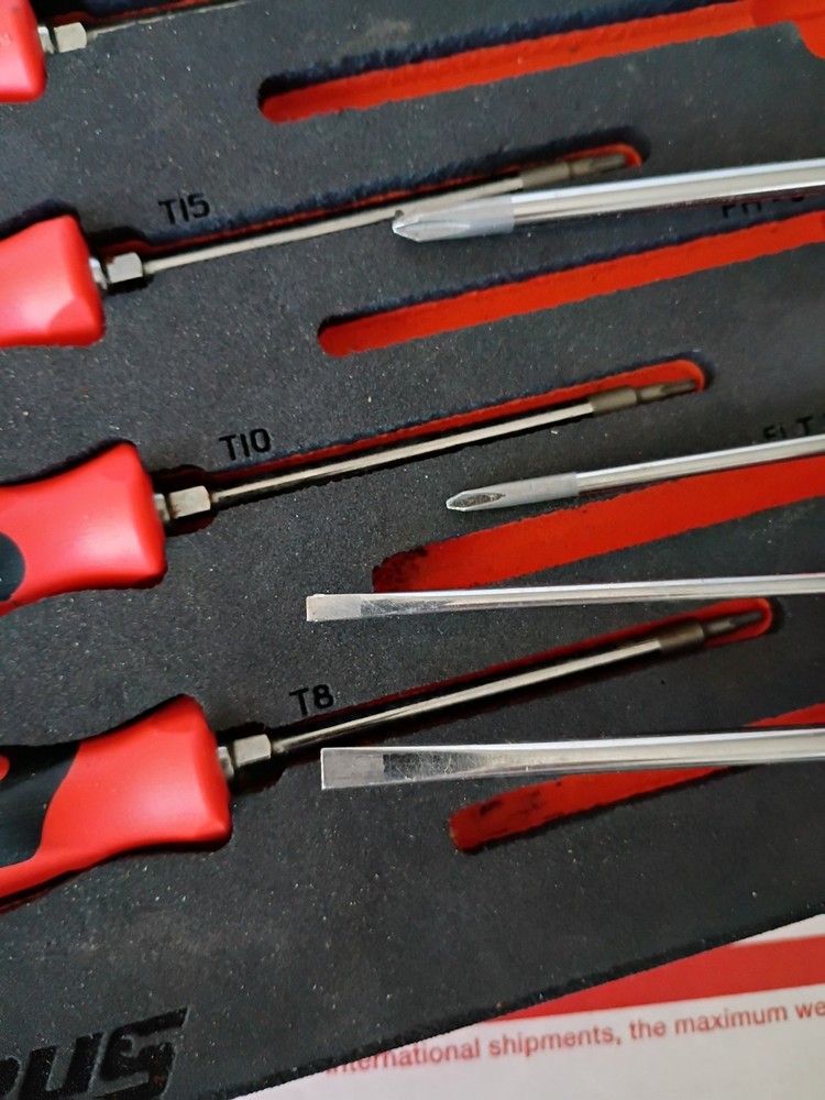Snap On 8pc Instinct Soft Grip Phillips Flat Torx Screwdriver Set w/ PRO-FI Foam