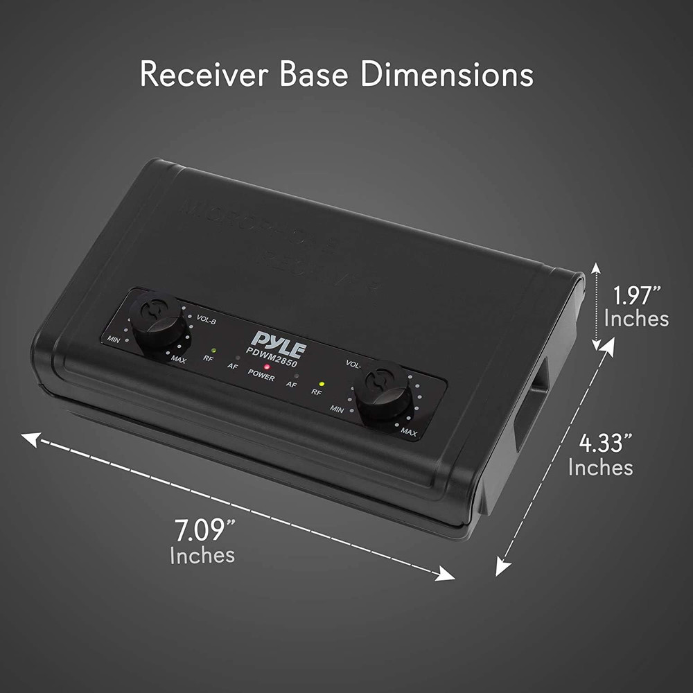 PDWM2850 Compact UHF Wireless Microphone System, Dual Channel, Portable, Battery