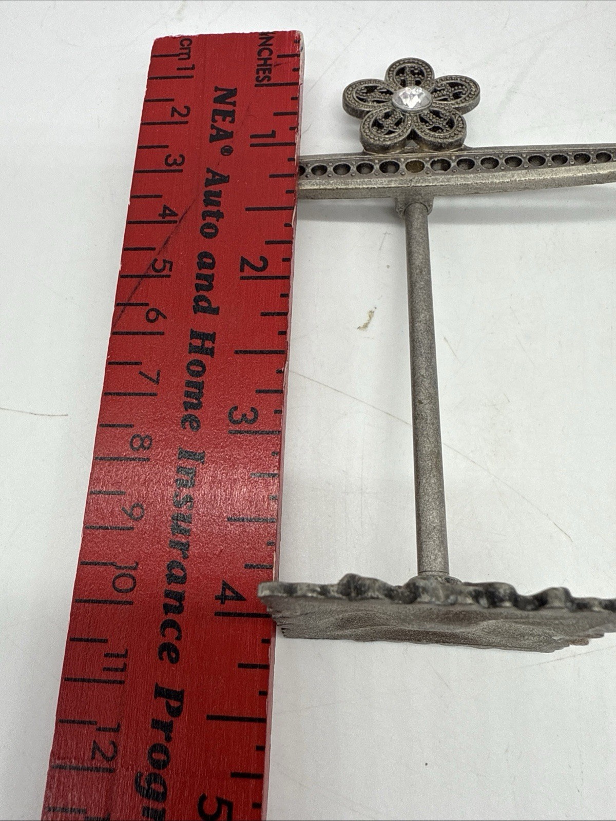 Jewelry Display Stand Earring Holder Organizer Flower Accent Bronze Tone