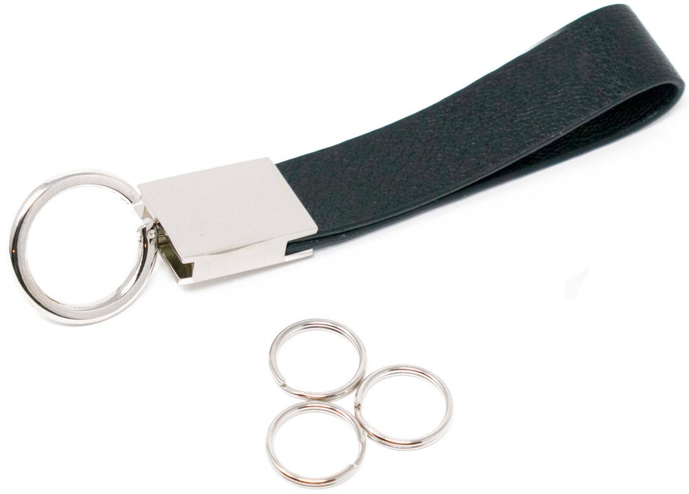 Black Leather Rings Quick ReleaseValet Keychain Accessory Detachable