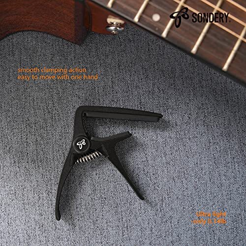 Capo for Classical Guitars, Ultra Light Clamp for Nylon Strings Straight black