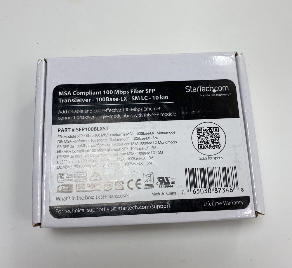 StarTech.com MSA Uncoded Compatible SFP Module - 100BASE-LX - 100MbE Single