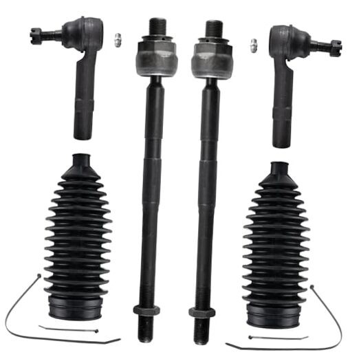 - 6pc Front Tie Rod Ends 4 Inner & Outer Tie Rod Ends 2 Boots Kit Replacement