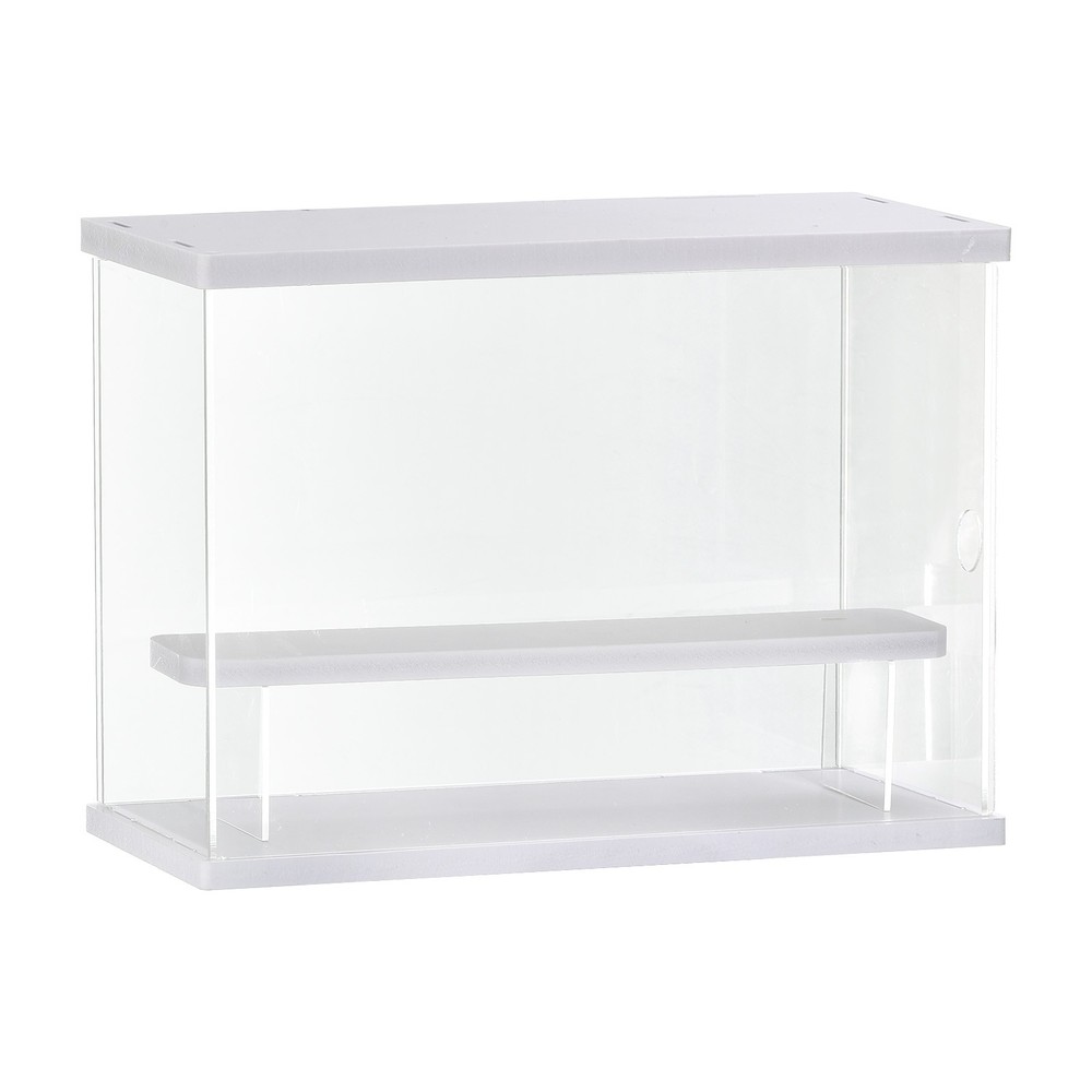 Clear Acrylic Display Case with LED Light 1 Tier Dustproof Showcase Cube Storage