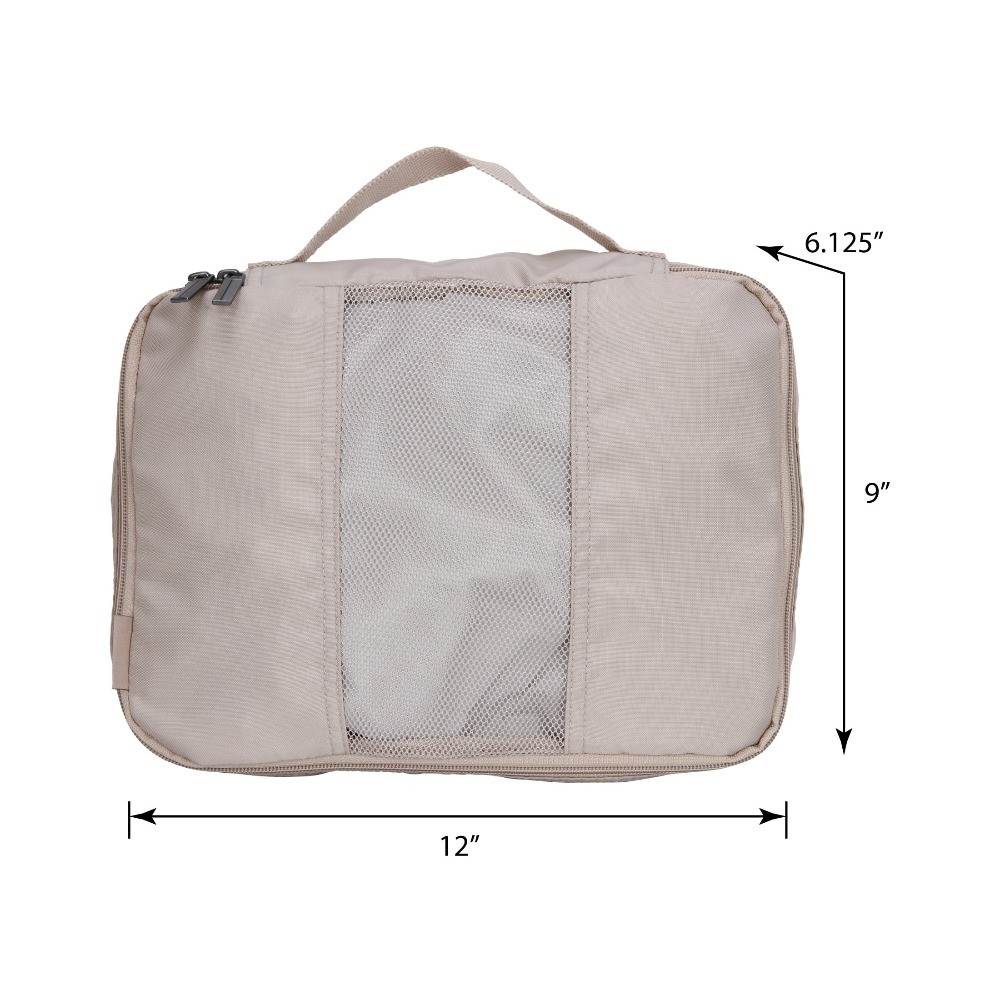 btL 4 Piece Nylon Mesh Front Expandable Zippered Compression Packing Cubes,Taupe