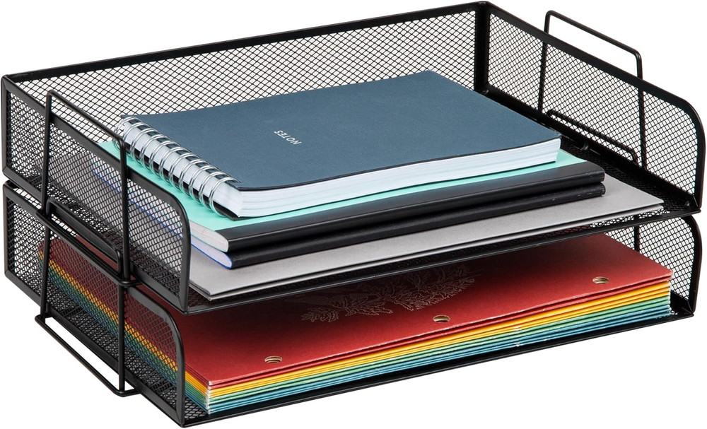 Mind Reader Stackable Paper Tray, Desktop Organizer, File Storage, Office, Metal