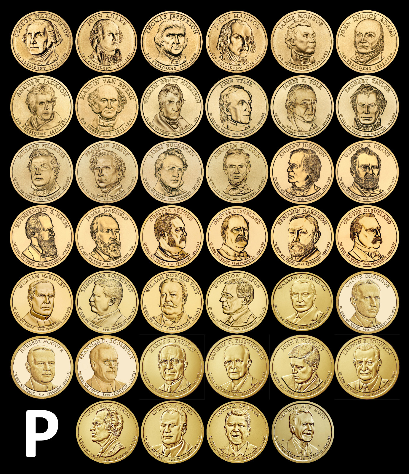 COMPLETE P&D Presidential Dollar Full Set IMPERFECT UNCIRCULATED 80 Coins MINT