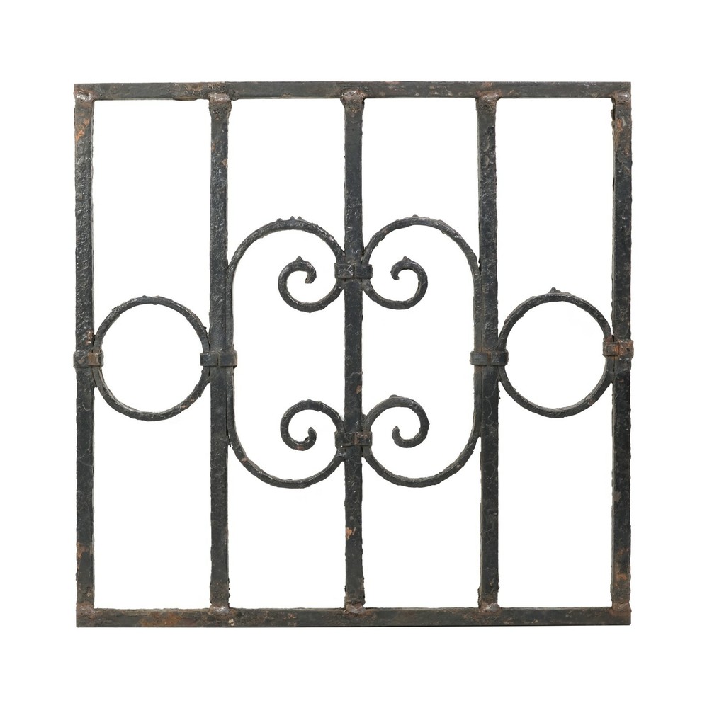 1900s Black Square Wrought Iron Panel