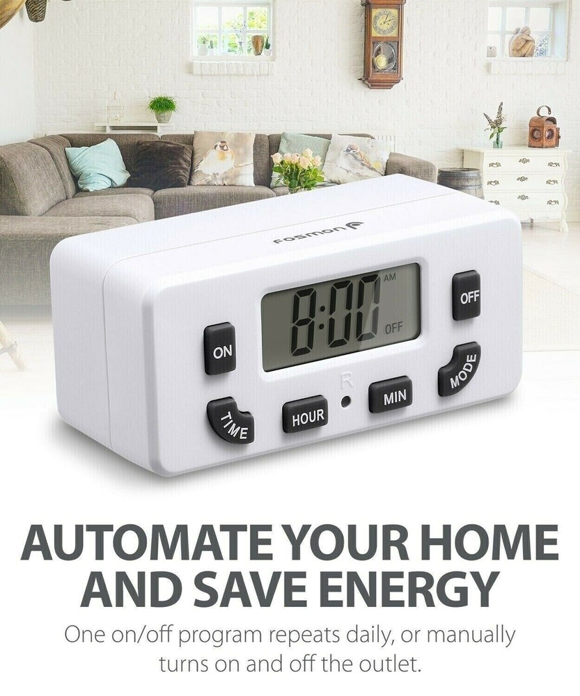 2x Digital LCD Clock Timer Outlet Plug In Switch Electric 24 Hour Programmable