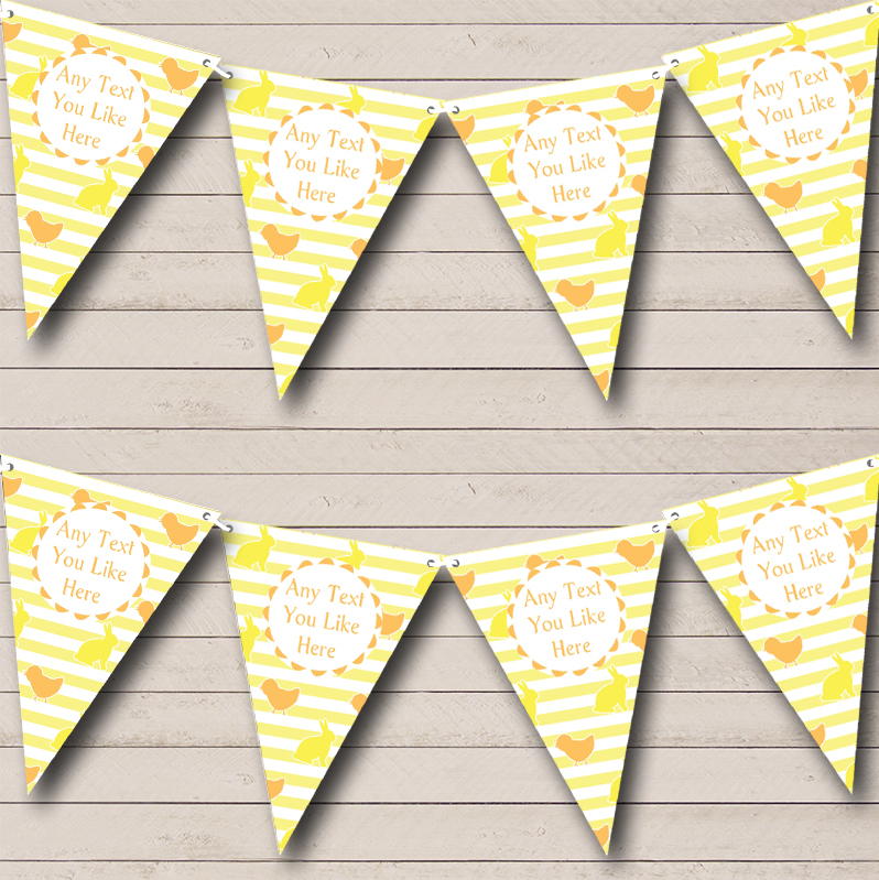 Yellow Orange Easter Chick Bunny Personalised Easter Party Bunting Banner