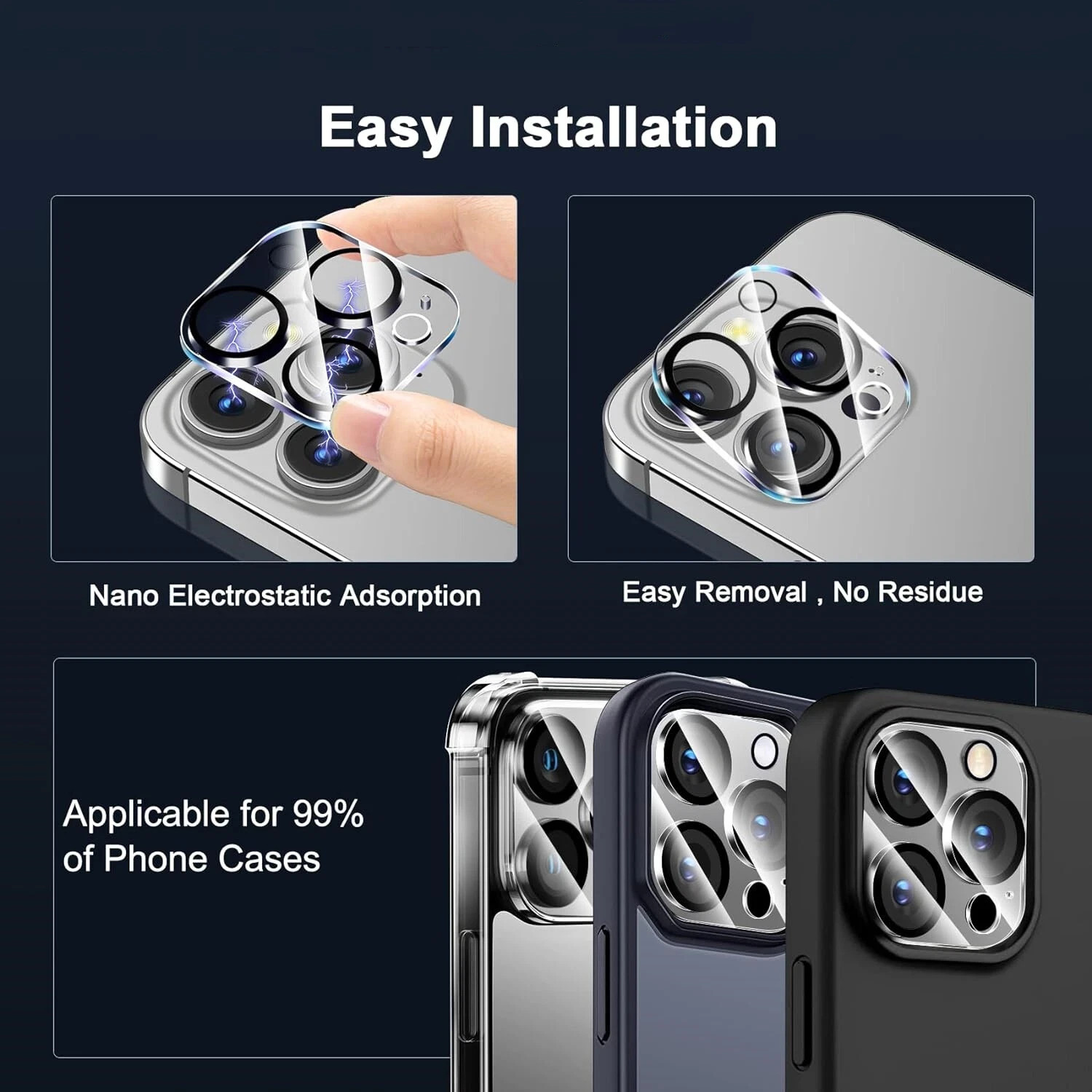 LOT Back Camera Lens Glass Protector for iPhone 16 15 14 13 12 11 Pro Max Plus