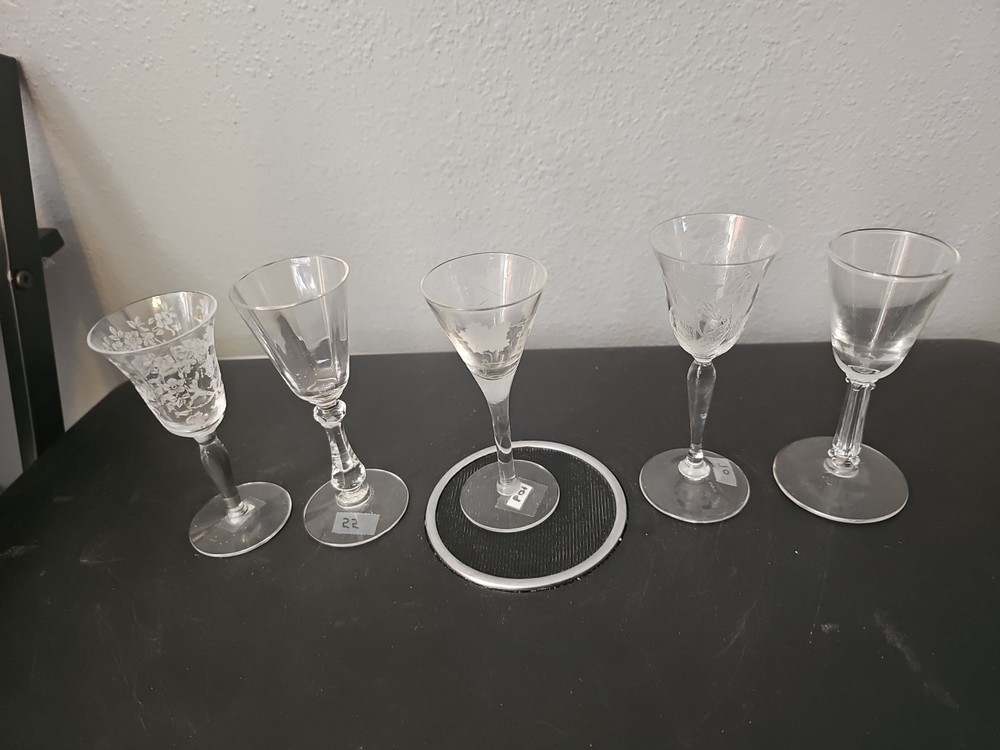 Set of 5 Different Cordial Glasses