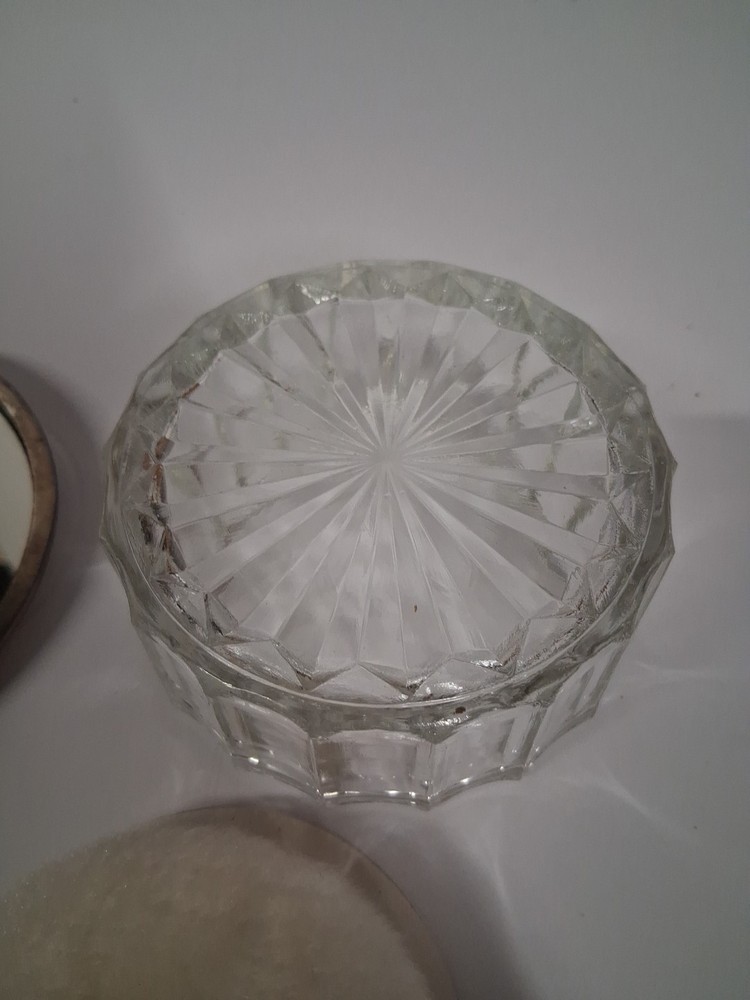 Vintage Silver Plated Powder Container With Mirror