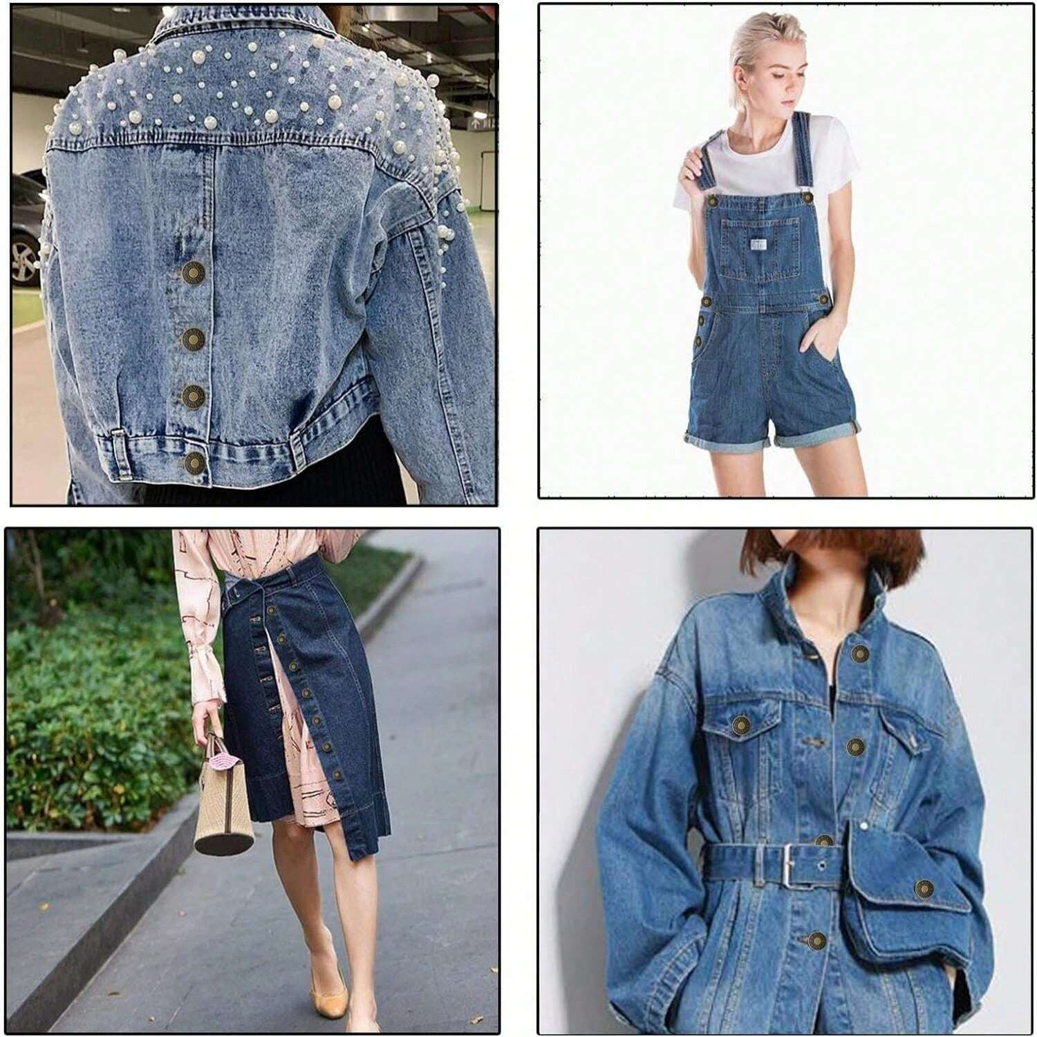 6 PCS Jeans Buttons No Sew Jean Button Replacement with Screwdriver 17mm