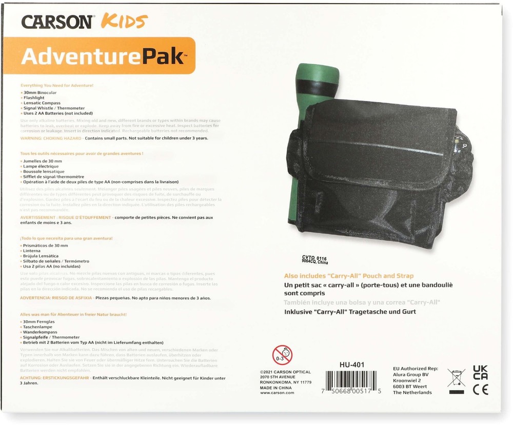 Carson AdventurePak - Binocular, Compass, Flashlight, Whistle, : HU-401