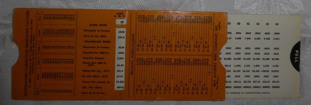 Vintage REA Magnet Wire Co Data Slide Card
