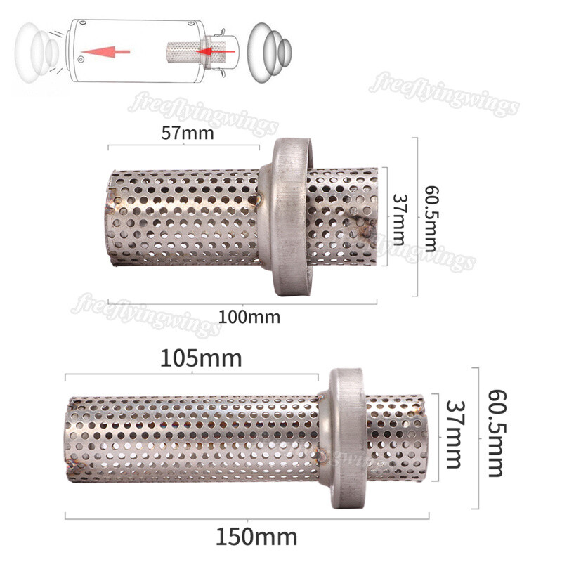 60mm Universal Exhaust Pipe Silencer DB Killer Removable Baffles Reduce Noise