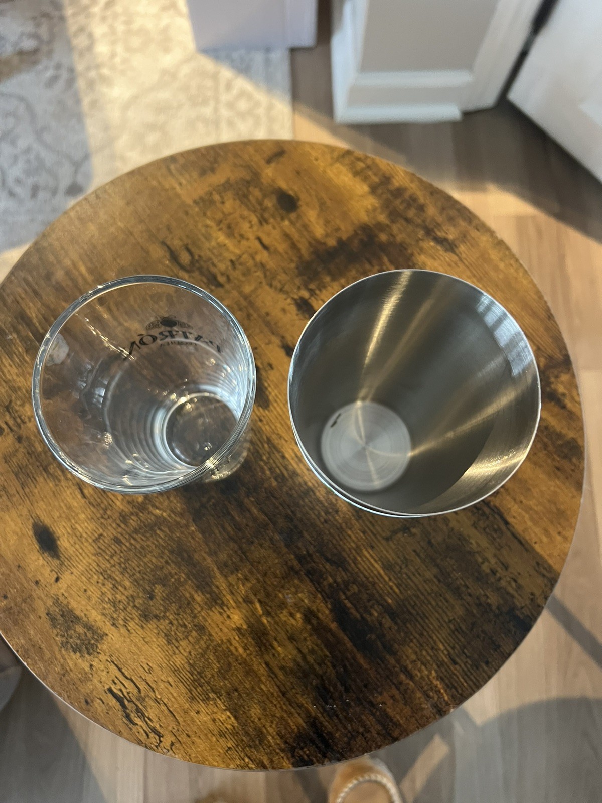 Patron Tequila Shaker 2 Pc Set Boston Style Cocktail Shakers Stainless & Glass