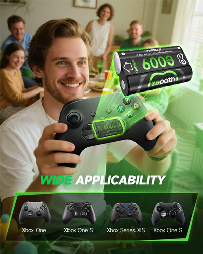 Xbox Controller Battery Pack 4 x 6000mWh Rechargeable Lithium AA Batteries...