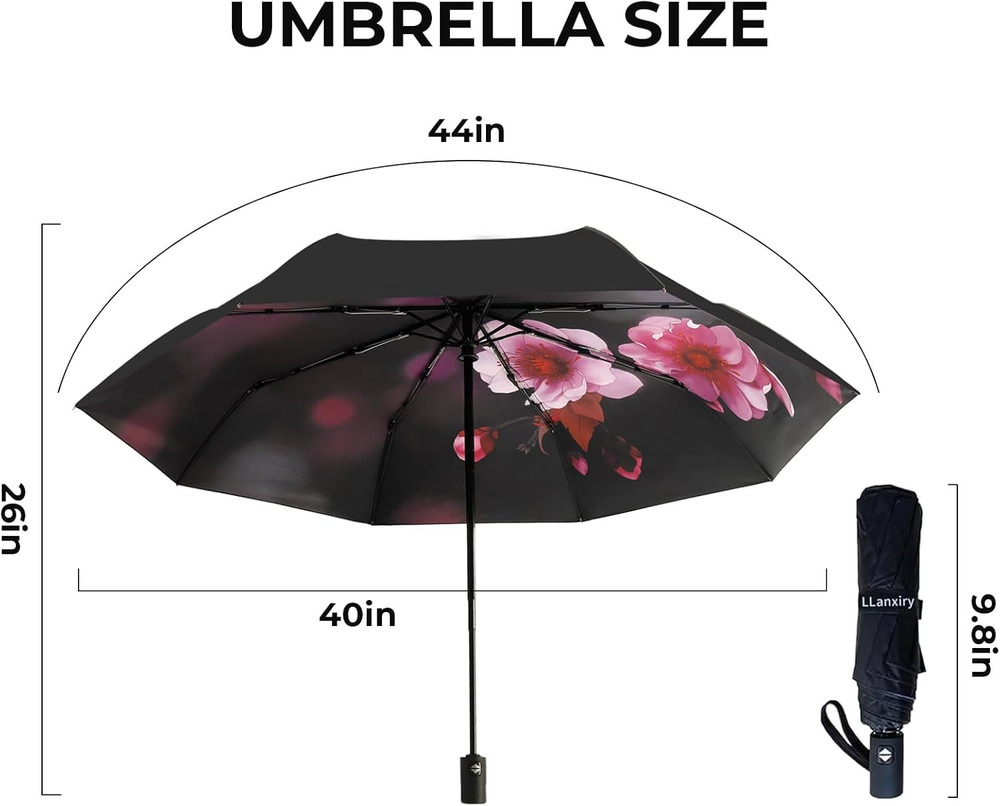 Compact Travel Umbrella 44" Auto Open Close Windproof Mini UPF50+