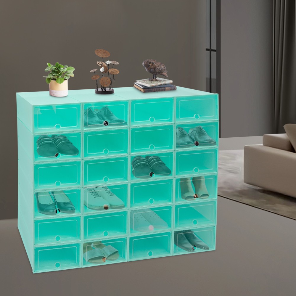 24 Pack Stackable Shoe Boxes Shoe Storage Organizer Shoe Boxes Shoe Storage Box