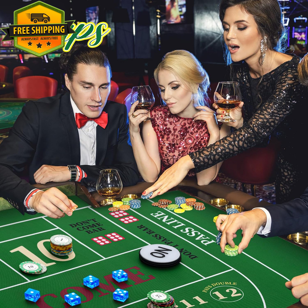 Craps Tabletop Game Set 35x70 Layout Mat Casino Dice Game Kit