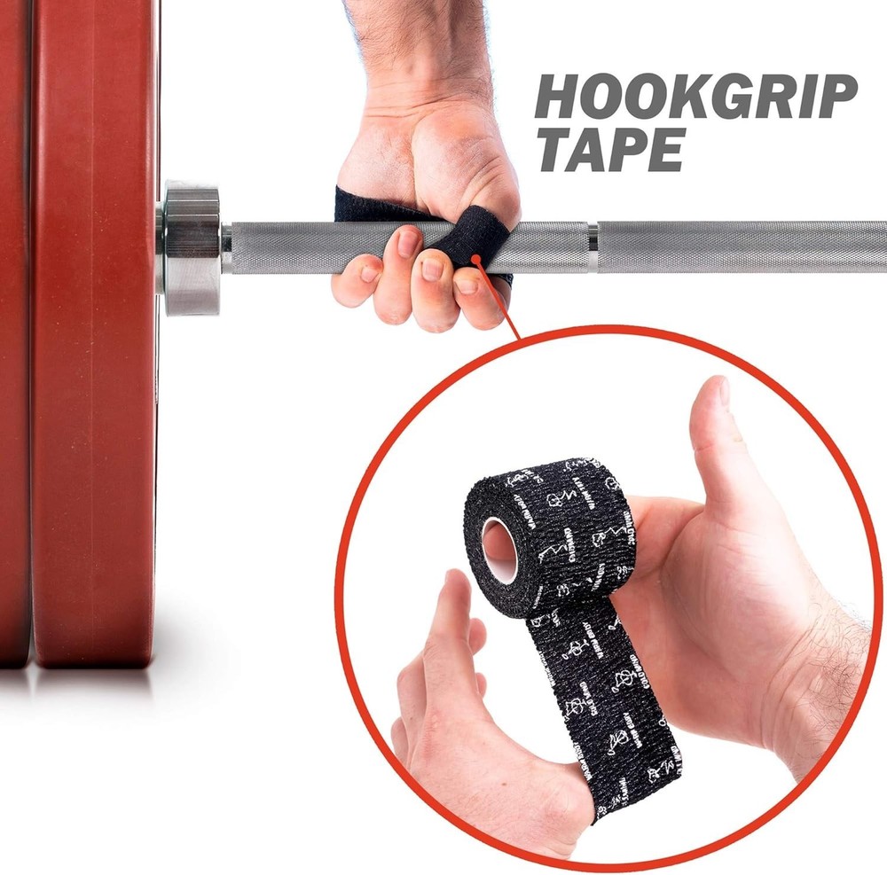 Flexible Thumb Hookgrip for Cross Training - Black (6 Rolls)
