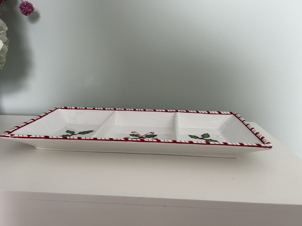 Crabtree & Evelyn Peppermint 3-Section Tray, NWT