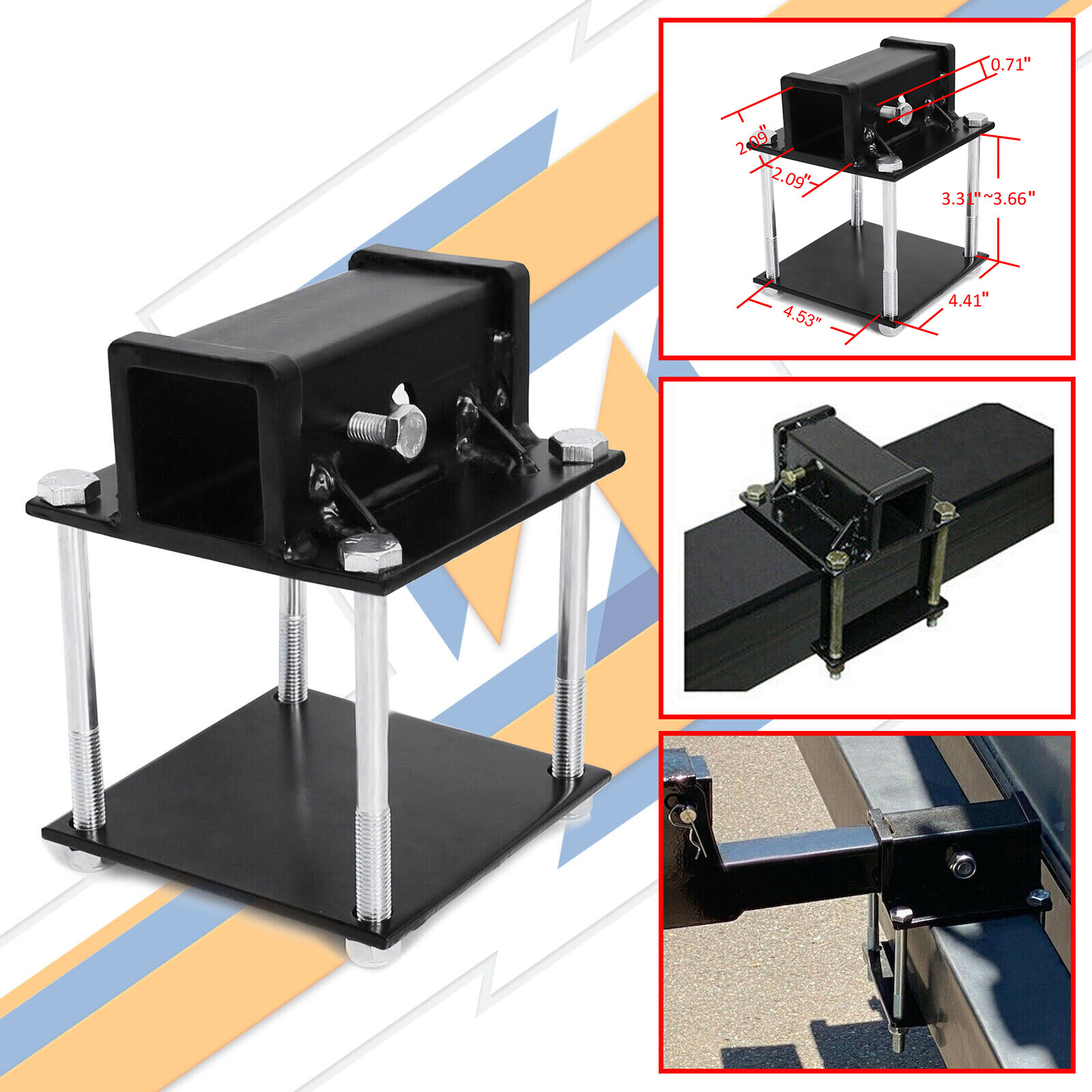 RV Camper 4" or 4-1/2" Bumper Mount Hitch Receiver Adapter for Bike Toter Cargo