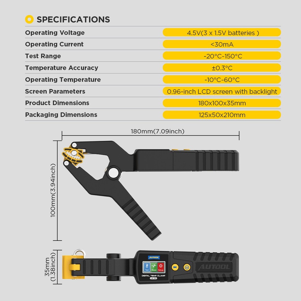 Temperature Pipe Clamp HVAC Thermometer Probe for Heating and Cooling Systems