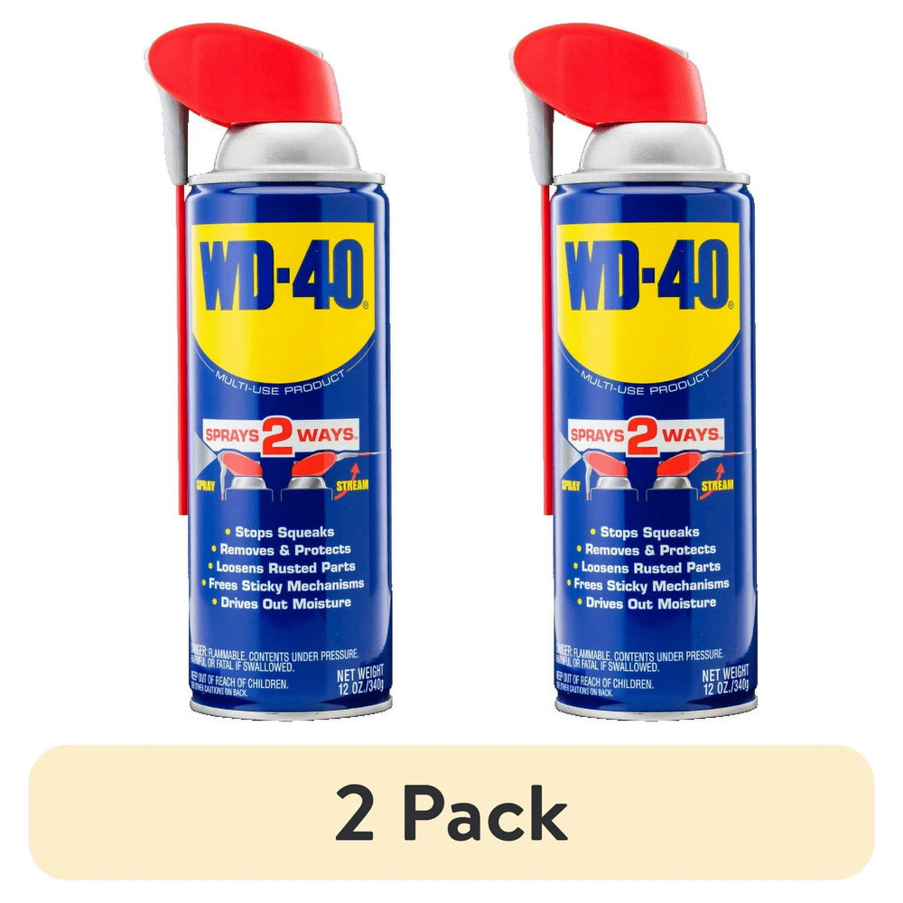 (2 Pack) WD-40 Classic 12oz Multi-Use Lubricant Spray with Smart Straw.
