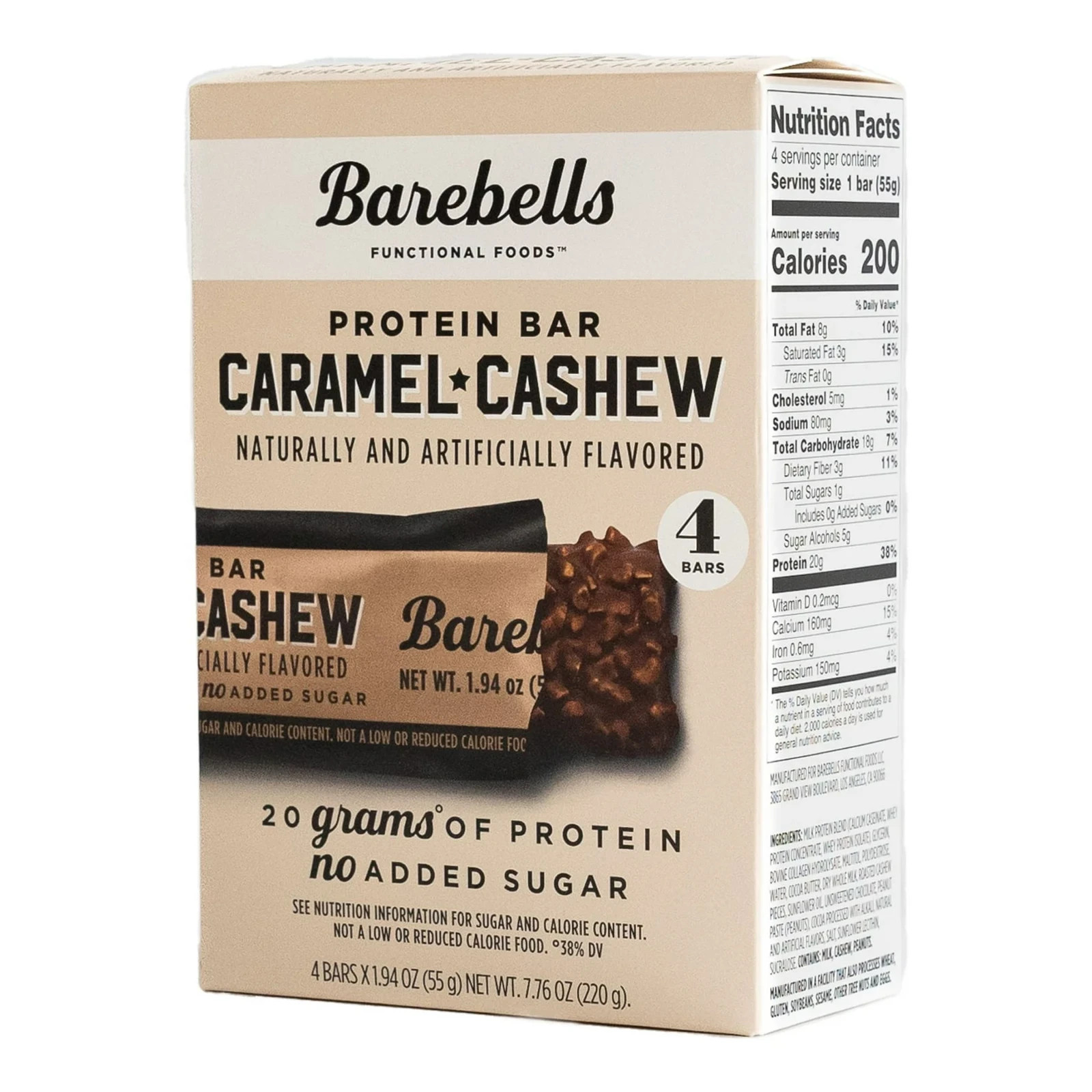 Barebells Protein Bar Caramel Cashew 4 Bars Barebell Bars (2 Pack)