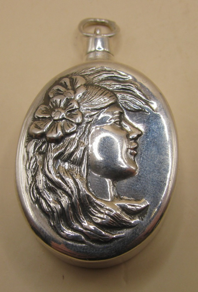 Pretty Nouveau Style Hallmarked Sterling Silver Scent Perfume Bottle Chatelaine