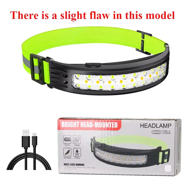NEW Headlamp COB LED Rechargeable Headlight Torch Work Light Bar Head Band USB