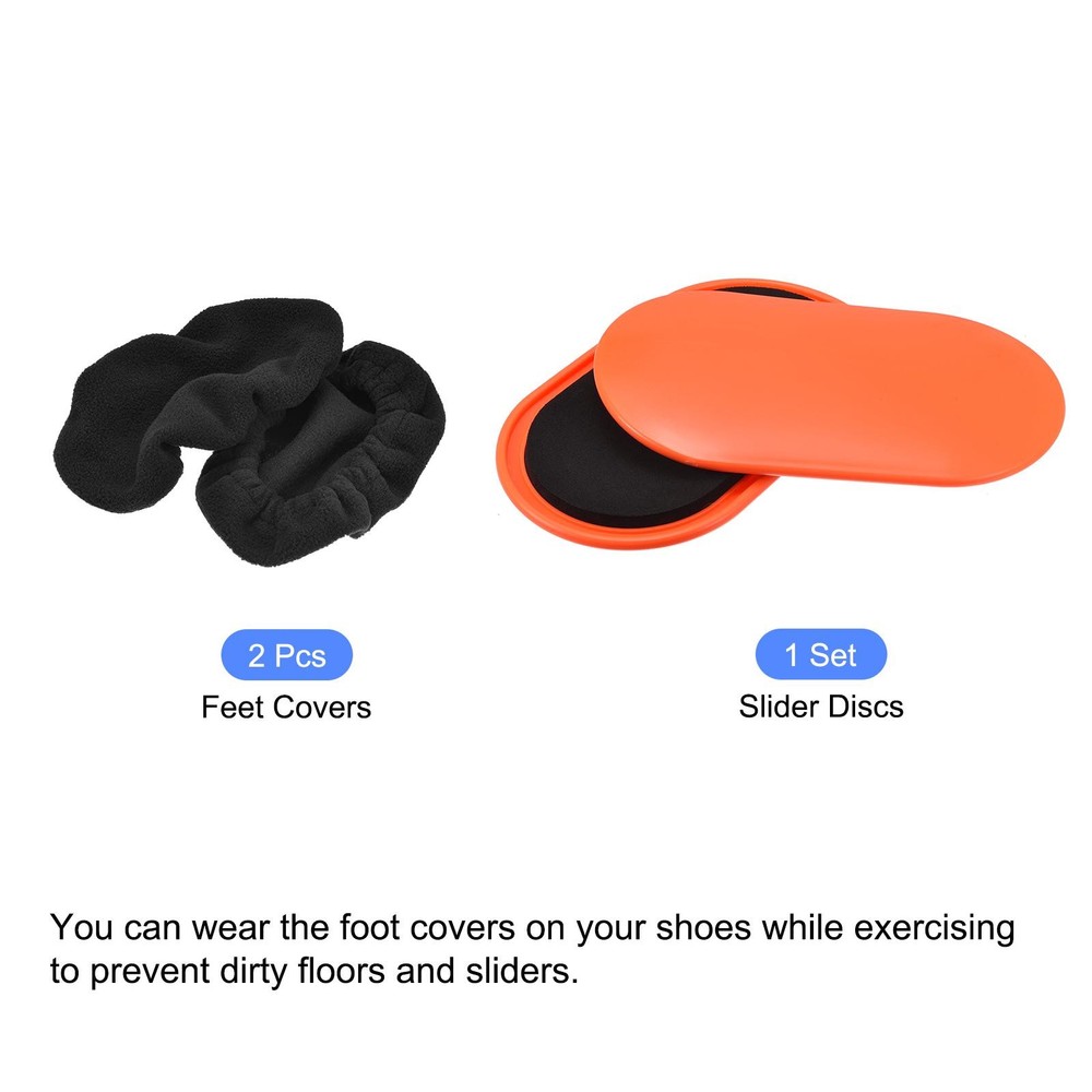 Exercise Core Sliders Oval Glider Discs & Feet Covers Dual Sided Orange