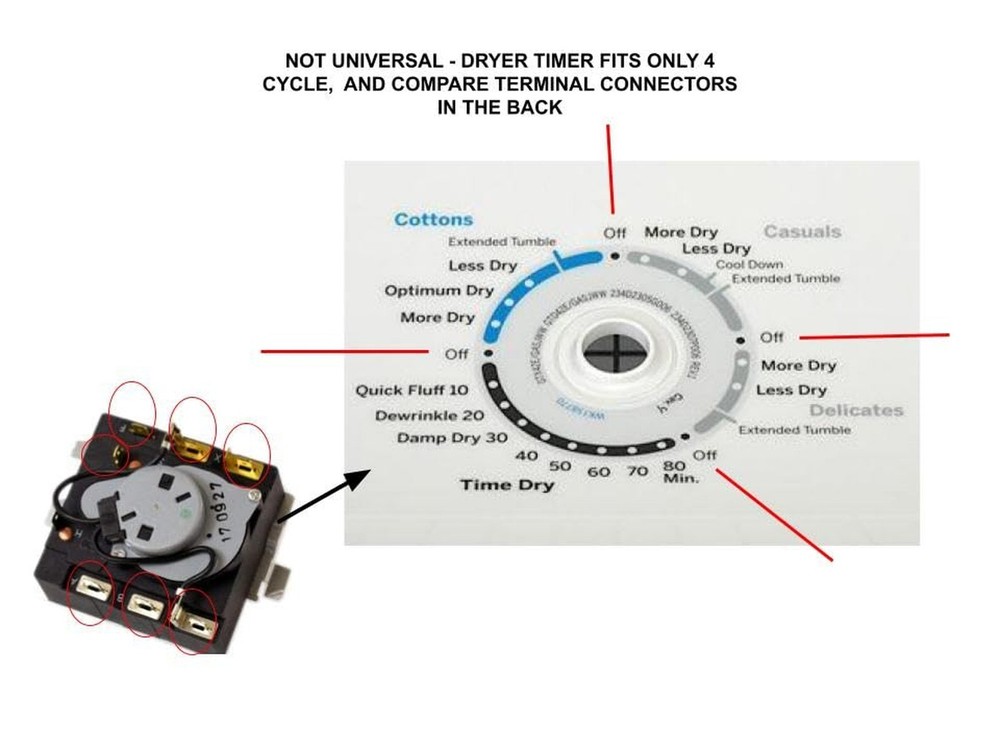 GLOB PRO SOLUTIONS WE04X24550 CKD1397 Dryer Timer 4” ¼ Length Approx.